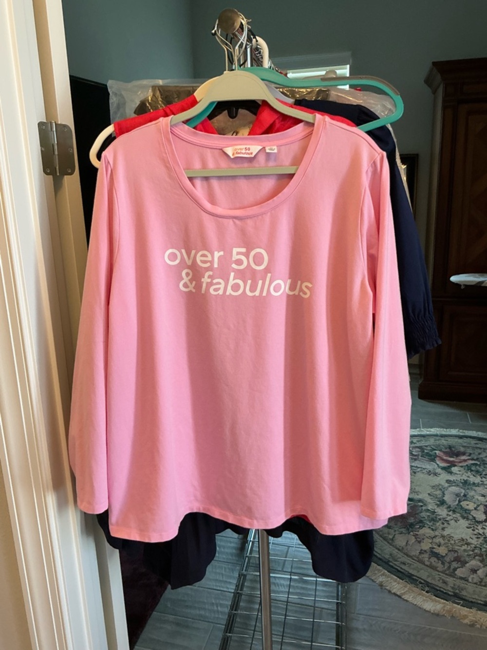 Pink "over 50 & fabulous" Long Sleeve Tee